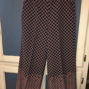 Zara Mid Rise Wide Leg Palazzo Printed Pants with Side Zip
